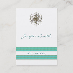 Carte De Visite Chic élégant dandelion rayures turquoise
