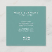 Carte de visite chic élégant de carré de calme de (Dos)