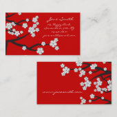 Carte De Visite Chic élégant de fleurs de cerisier orientales (Devant / Derrière)