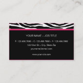 Carte De Visite Chic élégant élégant moderne d'impression de zèbre (Dos)