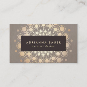 Carte De Visite Chic Elegant Faux Gold Foil Circles Taupe
