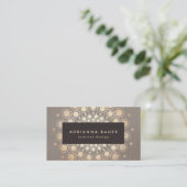 Carte De Visite Chic Elegant Faux Gold Foil Circles Taupe (Debout devant)