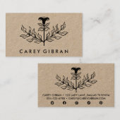 Carte De Visite Chic Elegant Lily Ligne Noire Dessin CUSTOM Kraft (Devant / Derrière)