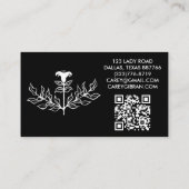 Carte De Visite Chic Elegant Lily Line Dessin CUSTOM QR Code (Dos)