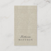 Carte De Visite Chic + Élégant Linge Professionnel (Devant)