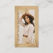 Carte De Visite Chic Elegant Luxury Gold Palm Tree Photo Monogram (Devant)