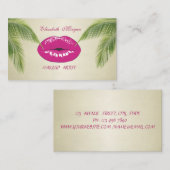Carte De Visite Chic élégant moderne, Feuilles de palme, Lèvres (Devant / Derrière)