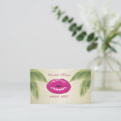 Carte De Visite Chic élégant moderne, Feuilles de palme, Lèvres (Debout devant)