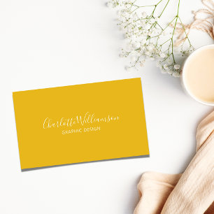 Carte De Visite Chic Élégant Monogramme Minimaliste Jaune Élégant