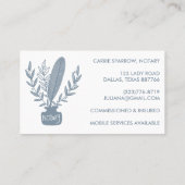 Carte De Visite Chic élégant Notaire Public Inkpot Quill Botanique (Dos)