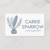 Carte De Visite Chic élégant Notaire Public Inkpot Quill Botanique (Devant)