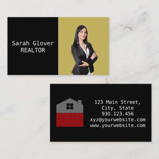 Carte De Visite Chic Elegant Or Deux Tones Agent Immobilier Photo (Devant / Derrière)
