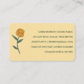 Carte De Visite Chic Elegant Rose Frame Floral Notaire Public Juri (Dos)