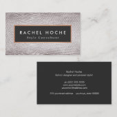 Carte De Visite Chic élégant Silver Snake Skin Style Consultant (Devant / Derrière)