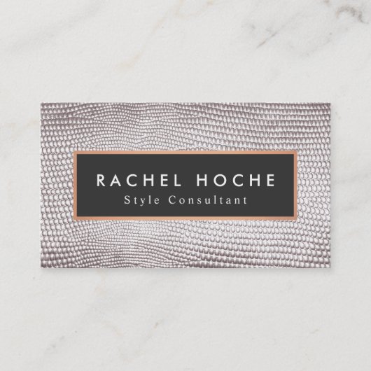 Carte De Visite Chic élégant Silver Snake Skin Style Consultant (Devant)