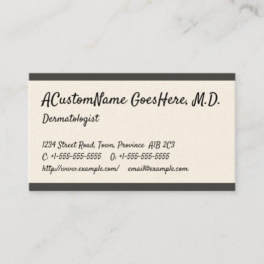 Carte de visite chic et à la mode de dermatologue (Devant)