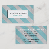 carte de visite chic et chic, rayures turquoises e (Devant / Derrière)