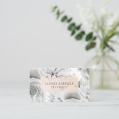 Carte De Visite Chic et élégant Gris floral botanique (Debout devant)