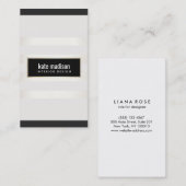 Carte De Visite Chic et élégant rayures noir et blanc (Devant / Derrière)