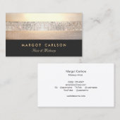 Carte De Visite Chic et élégant Sequin Gold Black Stried (Devant / Derrière)