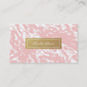 Carte de visite chic et élégante rose pêche et or 
