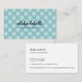 Carte De Visite Chic et moderne Pale Blue Plaid (Devant / Derrière)