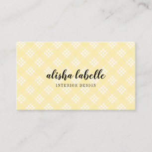 Carte De Visite Chic et moderne Pale Jaune Plaid