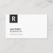 Carte De Visite Chic et propre noir blanc Monogramme (Devant)