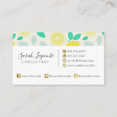 Carte De Visite Chic et tendance Motif citron d'été en crème (Dos)