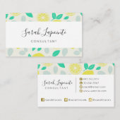 Carte De Visite Chic et tendance Motif citron d'été en crème (Devant / Derrière)