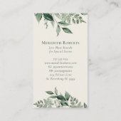 Carte De Visite Chic Eucalyptus Fern Monogramme Wreath Creamy Ecru (Dos)