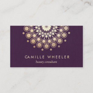 Carte De Visite Chic Fashion & Beauty Stylist Gold Rosette Purple