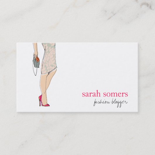 Carte De Visite Chic Fashion Blogger Modèle de mode élégant (Devant)