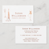 Carte De Visite Chic Fashion Designer Rose Or Blanc (Devant / Derrière)
