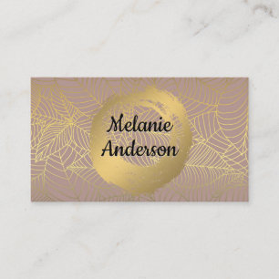 Carte De Visite Chic Faux brossé Motif de feuille d'or