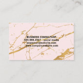 Carte De Visite Chic Faux Gold brossé | Marbre or (Dos)