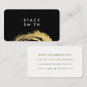 Carte De Visite Chic Faux Gold brossé / (noir / blanc) (Devant / Derrière)