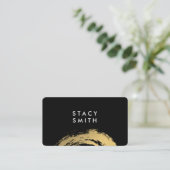 Carte De Visite Chic Faux Gold brossé / (noir / blanc) (Debout devant)