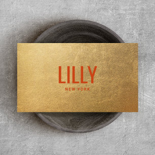 Carte De Visite Chic Faux Gold Foil Bold Typographie moderne