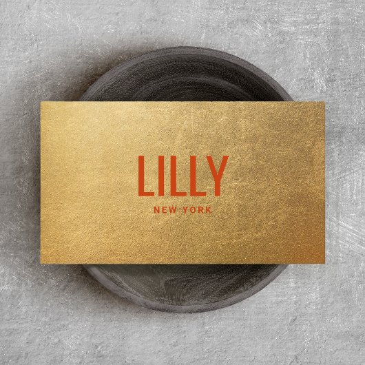 Carte De Visite Chic Faux Gold Foil Bold Typographie moderne