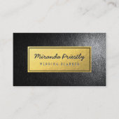 Carte De Visite Chic Faux Gold Foil Cuir noir Texture (Devant)