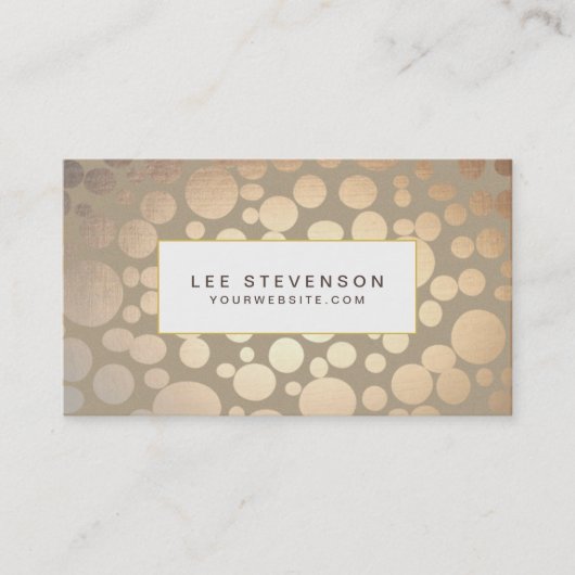 Carte De Visite Chic Faux Gold Leaf Cercles Taupe Look (Devant)