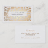 Carte De Visite Chic Faux Gold Leaf Circle Motif Linge Look (Devant / Derrière)