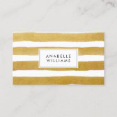 Carte De Visite Chic Faux Gold Paint Stripes (Devant)