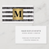 Carte De Visite Chic Faux Métallo Or Grunge Grunge Stripes (Devant / Derrière)