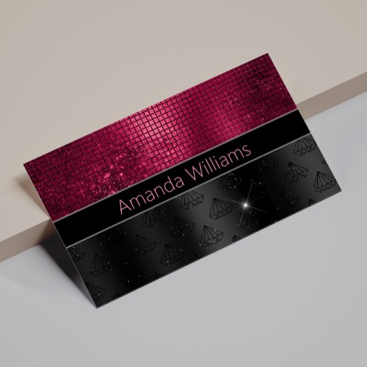 Carte De Visite Chic faux Parties scintillant argent Bourgogne noi