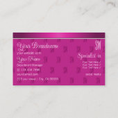 Carte De Visite Chic féminin rose élégant avec Initiales Professio (Dos)