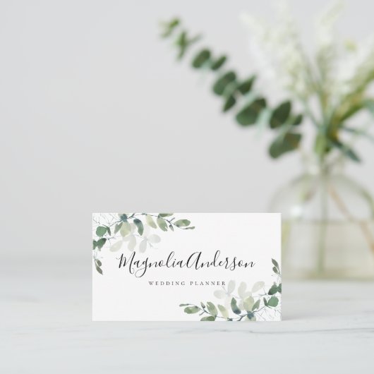Carte De Visite Chic Feuille Eucalyptus (Debout devant)