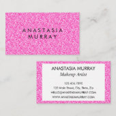 Carte De Visite Chic, Fille & Glam Black Hot Rose Parties scintill (Devant / Derrière)