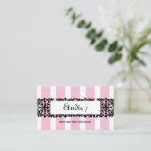 Carte De Visite Chic Fleur de Lis & Stripes en rose doux (Debout devant)
